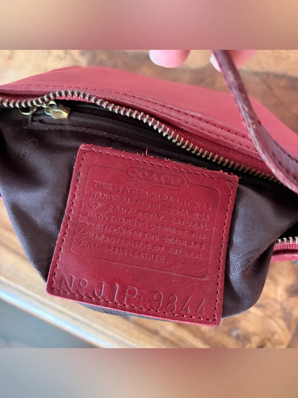Vintage Coach Coach 9844 Demi Hobo Baguette Shoulder Bag Red Leather